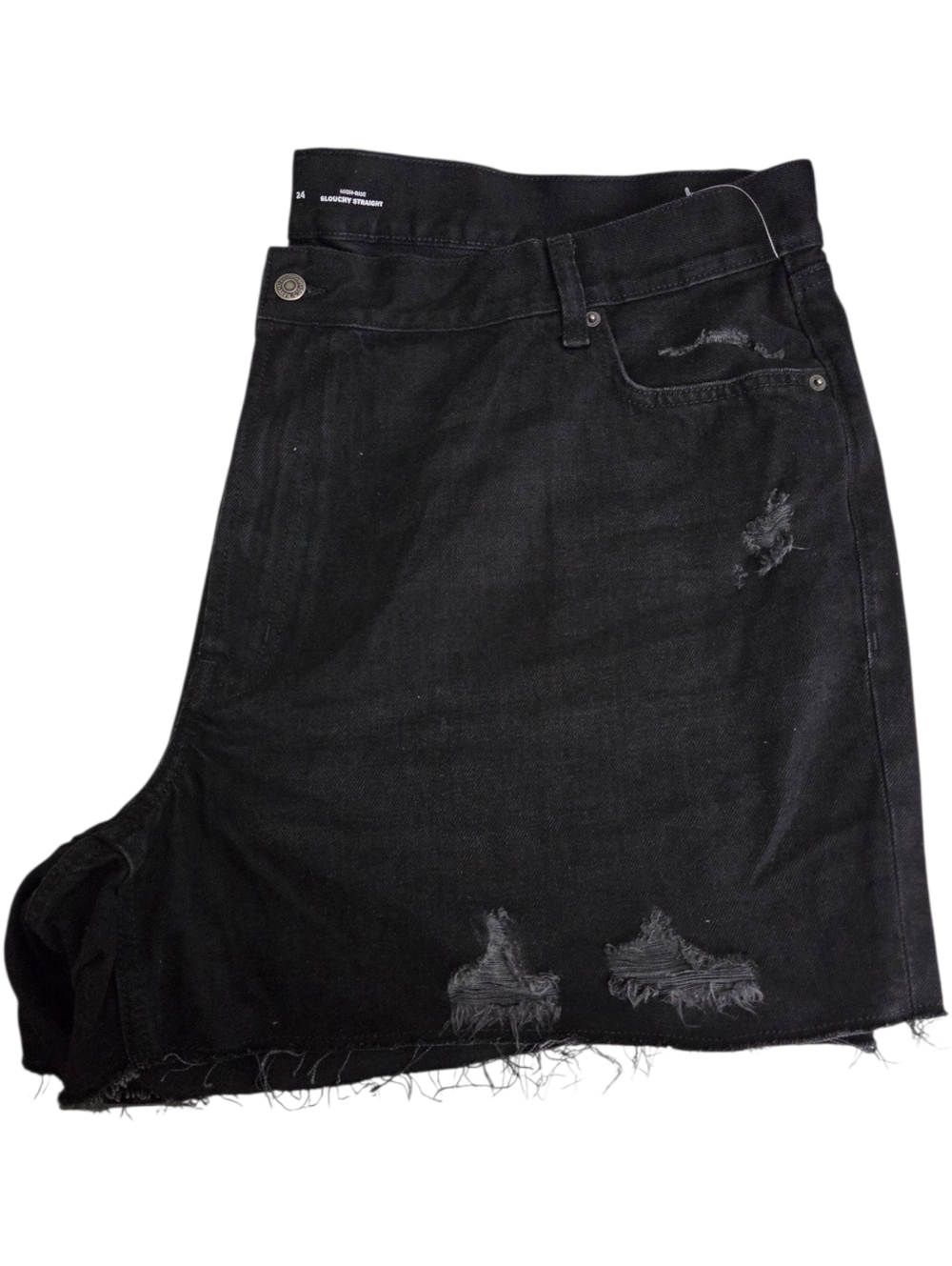 NWOT Old Navy Slouchy Straight Cutoff Shorts Washed Black Size 24 Plus - Picture 3 of 4